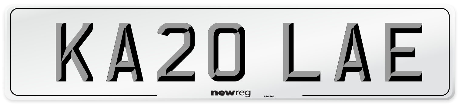 KA20 LAE Number Plate from New Reg
